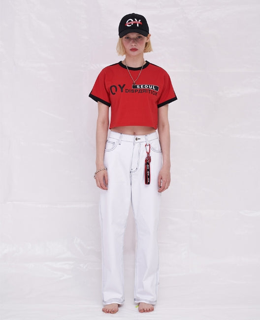 オーワイ(OY) LOGO LINE CROP T (レッド)