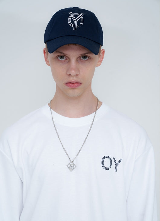 オーワイ(OY) TRIPLE LINE LOGO CAP (ネービー)