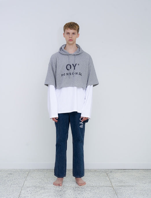 オーワイ(OY) LAYERED HOODIE (グレー)