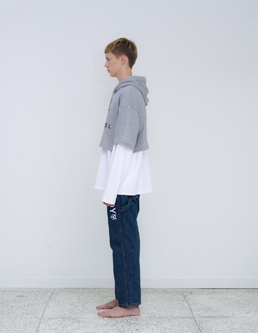 オーワイ(OY) LAYERED HOODIE (グレー)