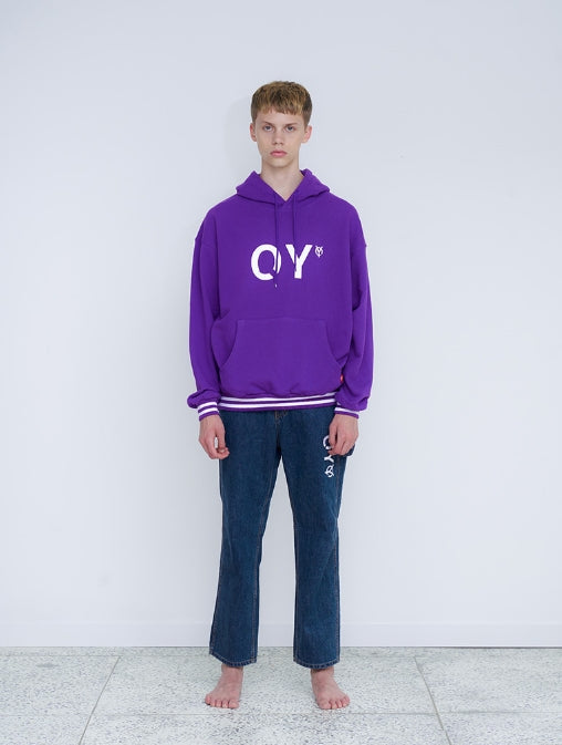 オーワイ(OY) BASIC LOGO HOODIE (パープル)