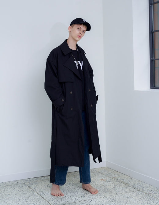 オーワイ(OY) OVER TRENCH COAT (ブラック)