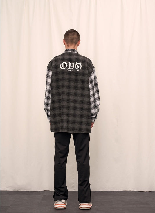 オーワイ(OY) WOOL CHECK MIX SHIRTS (Black)
