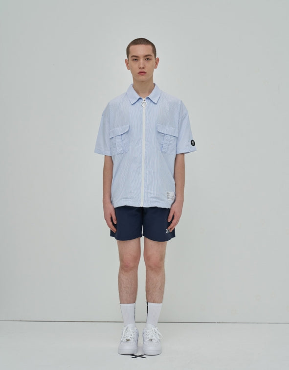 オーワイ(OY) LOGO ZIPPER SHIRTS - STRIPE