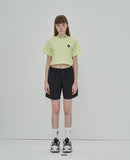 オーワイ(OY) LOGO CREW NECK CROP T - LIME