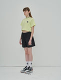 オーワイ(OY) LOGO CREW NECK CROP T - LIME