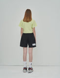 オーワイ(OY) LOGO CREW NECK CROP T - LIME