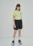 オーワイ(OY) LOGO CREW NECK CROP T - LIME