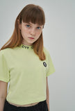 オーワイ(OY) LOGO CREW NECK CROP T - LIME