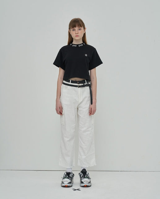 オーワイ(OY) LOGO CREW NECK CROP T - BK