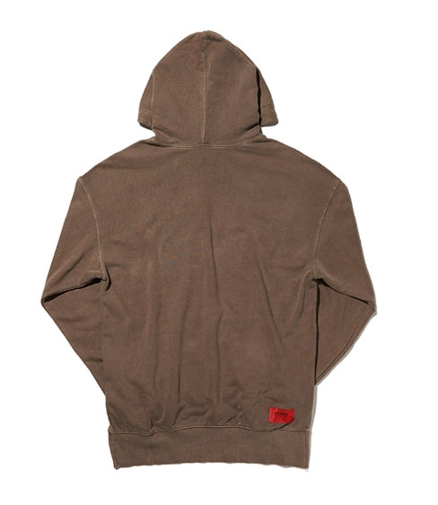 オベルー(OVERR) TOME.1 VELCRO PIGMENT DARKBROWN HOODIE