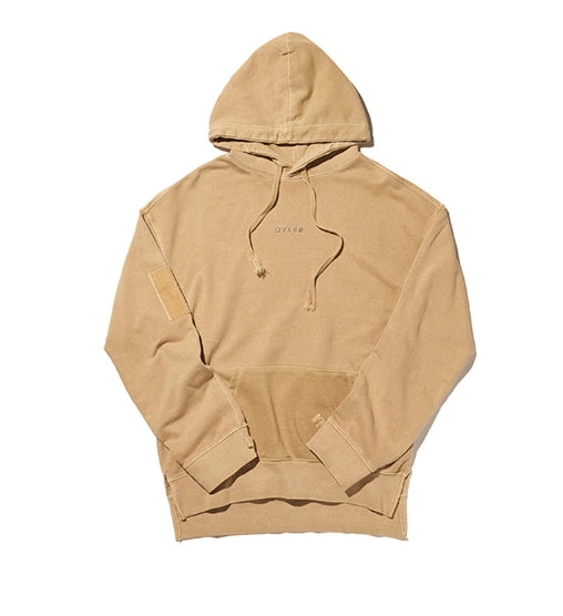 オベルー(OVERR) TOME.1 VELCRO PIGMENT DARKBEIGE HOODIE