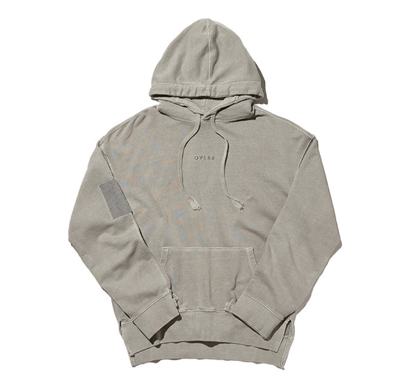 オベルー(OVERR) TOME.1 VELCRO PIGMENT LIGHTGRAY HOODIE