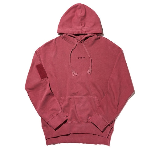 オベルー(OVERR) TOME.1 VELCRO PIGMENT WINE HOODIE