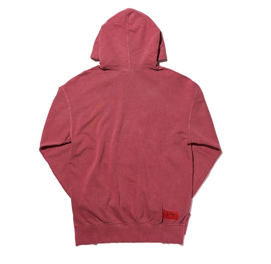 オベルー(OVERR) TOME.1 VELCRO PIGMENT WINE HOODIE