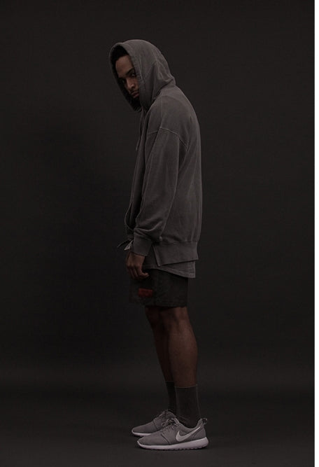 オベルー(OVERR) TOME.1 VELCRO PIGMENT GRAY HOODIE