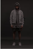 オベルー(OVERR) TOME.1 VELCRO PIGMENT GRAY HOODIE