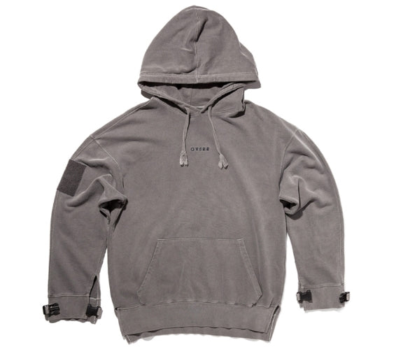 オベルー(OVERR) TOME.1 VELCRO PIGMENT GRAY HOODIE