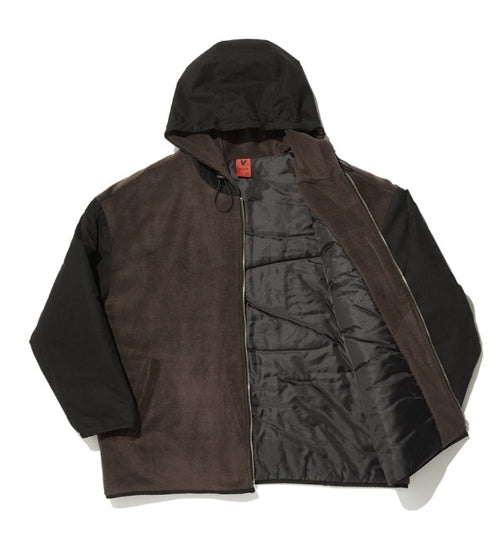 オベルー(OVERR) TOME.5 FLEECED BROWN HOODIE ZIPUP JACKET