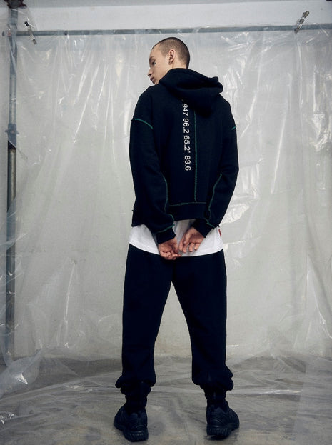 オベルー(OVERR) 19SS OVERLOCK BLACK HOODIE