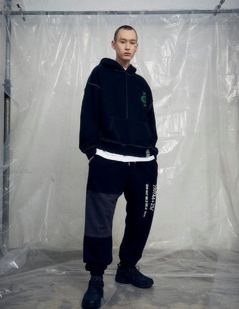 オベルー(OVERR) 19SS OVERLOCK BLACK HOODIE