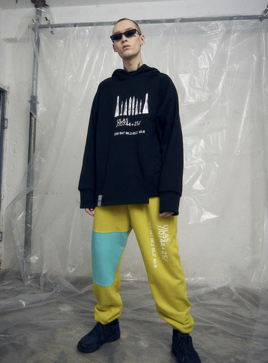 オベルー(OVERR) 19SS UNBALANCE BLACK HOODIE