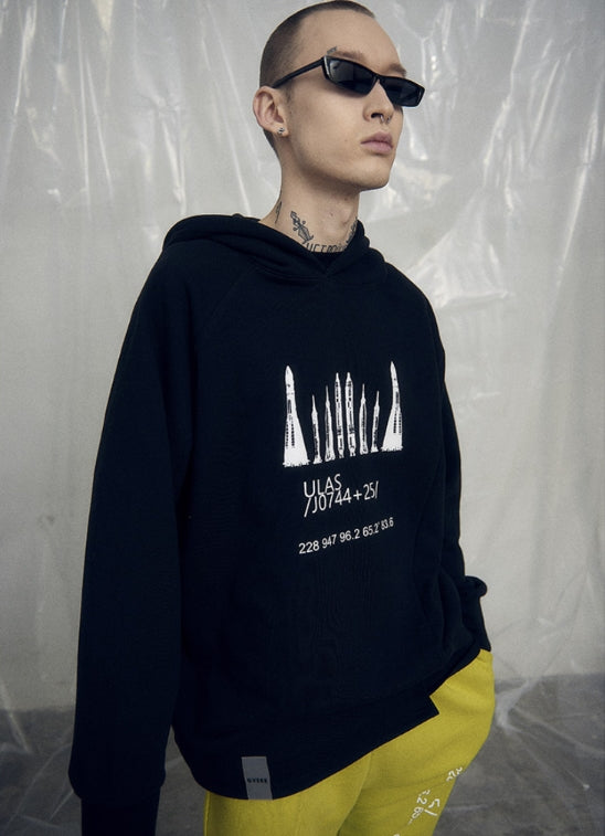 オベルー(OVERR) 19SS UNBALANCE BLACK HOODIE