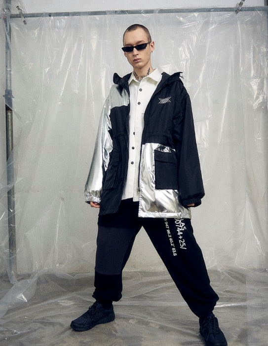 オベルー(OVERR) 19SS SILVER FOIL ARRANGMENT WINDCHEATER