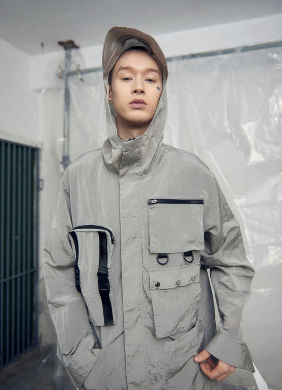 オベルー(OVERR) 19SS POCKET GRAY LONG WINDCHEATER