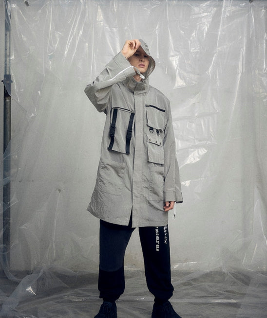 オベルー(OVERR) 19SS POCKET GRAY LONG WINDCHEATER