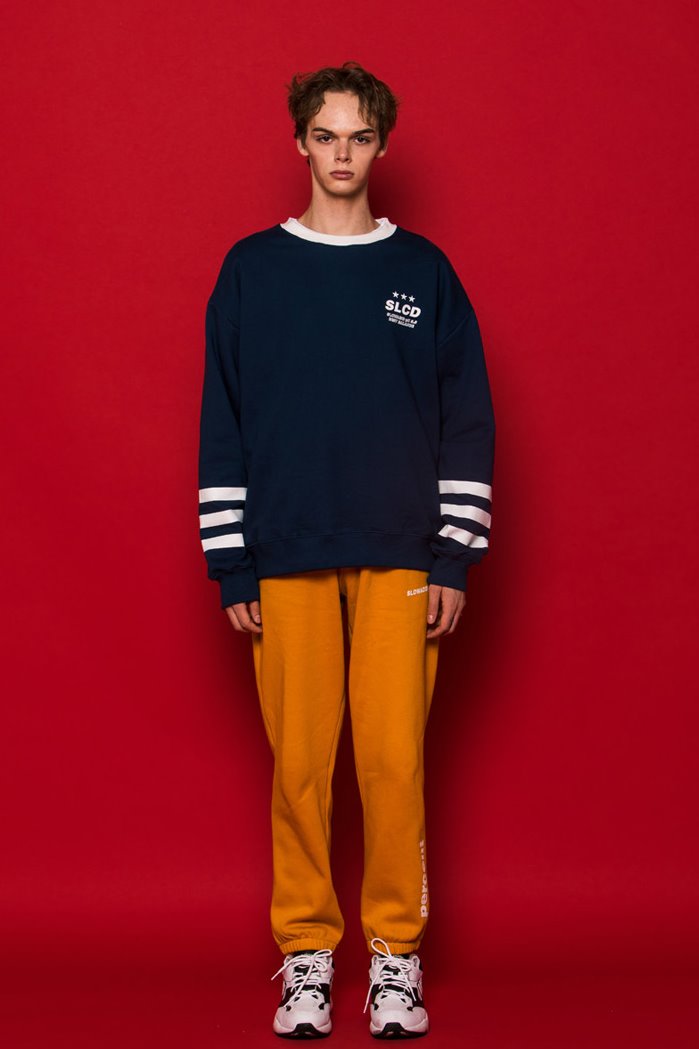 スローアシッド(SLOW ACID) 3LINE Sweatshirt (BLUE)