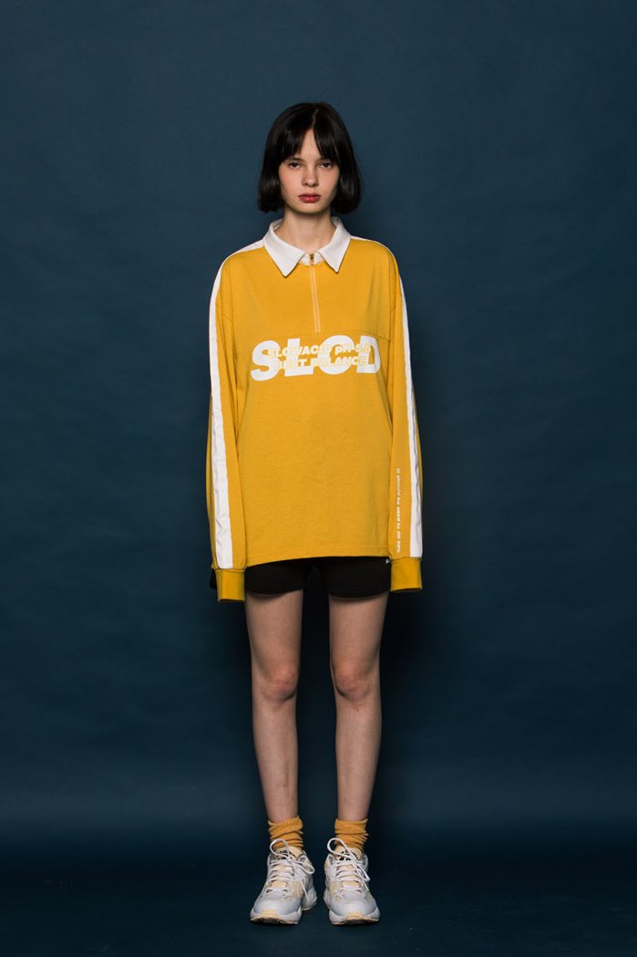 スローアシッド(SLOW ACID) Collar Half Zipup Long-T (YELLOW)