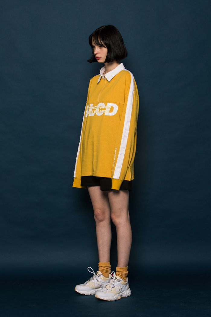 スローアシッド(SLOW ACID) Collar Half Zipup Long-T (YELLOW)