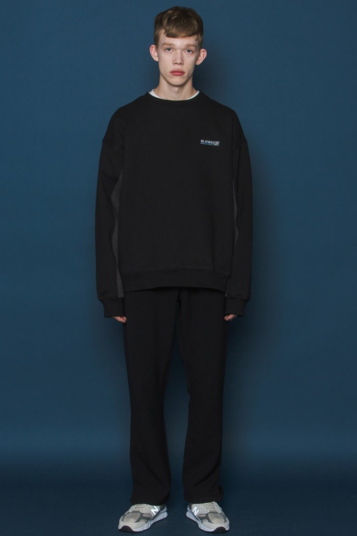 スローアシッド(SLOW ACID)　Two-tone Sleeve Sweatshirt (BLACK)