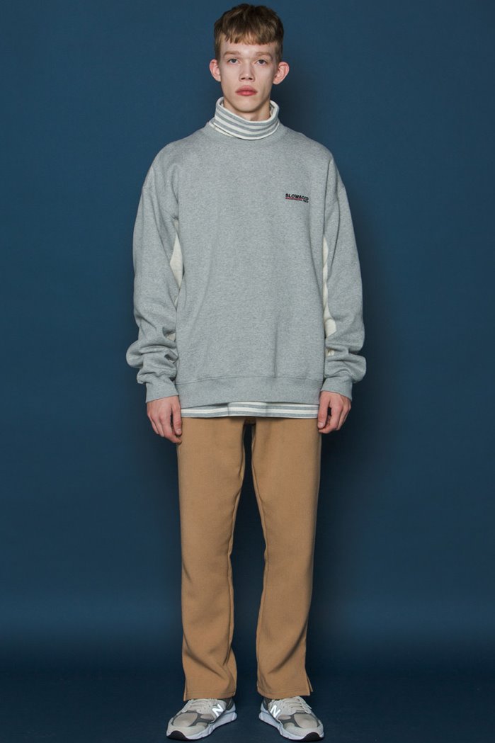 スローアシッド(SLOW ACID)　Two-tone Sleeve Sweatshirt (GREY)