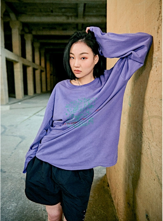 オベルー(OVERR) 19SU PIGMENT PIXEL PURPLE L/S TEE