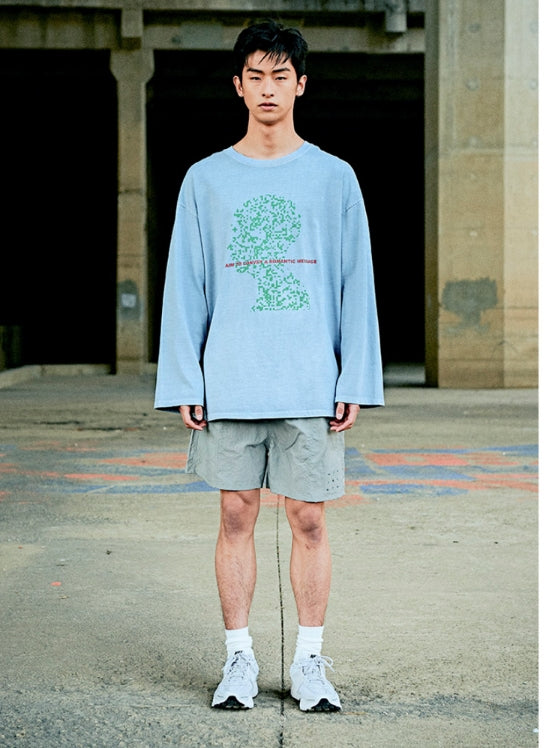 オベルー(OVERR) 19SU PIGMENT PIXEL SKYBLUE L/S TEE