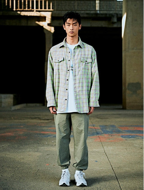 オベルー(OVERR) 19SU GREEN FLANNEL SHIRTS