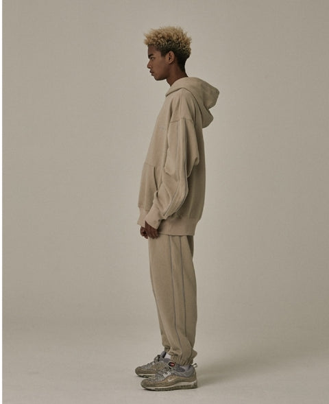 オベルー(OVERR) 18FW CIRCLE BS BEIGE PIPING HOODIE