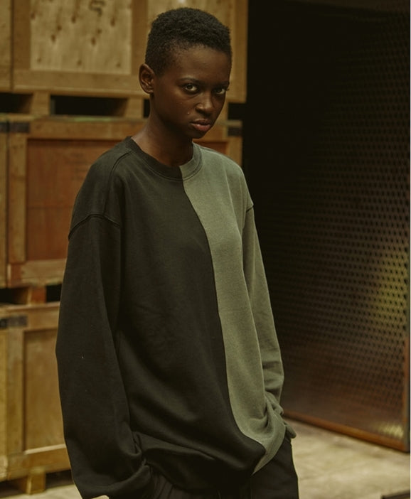 オベルー(OVERR) 18FW INCISION PIGMENT BLACK SWEATSHIRTS