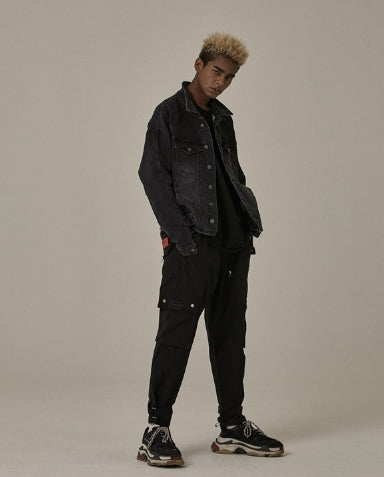 オベルー(OVERR) 18FW BLACK CARGO BUCKLE PANTS