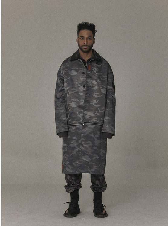 オベルー(OVERR) 17SS GRAY CAMO ZIPPER COAT