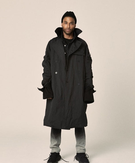 オベルー(OVERR) 17FW COATING BLACK TRENCH COAT