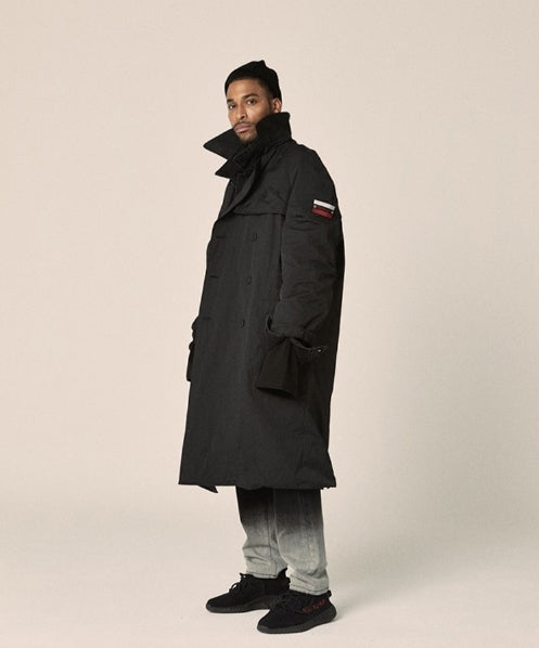 オベルー(OVERR) 17FW COATING BLACK TRENCH COAT