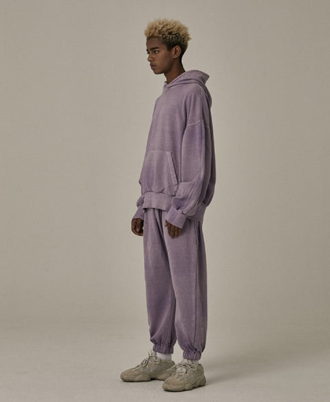 オベルー(OVERR) PIGMENT BRUSH WASHING LIGHT PURPLE HOODIE