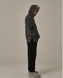 オベルー(OVERR) VELCRO PIGMENT DARKGRAY HOODIE