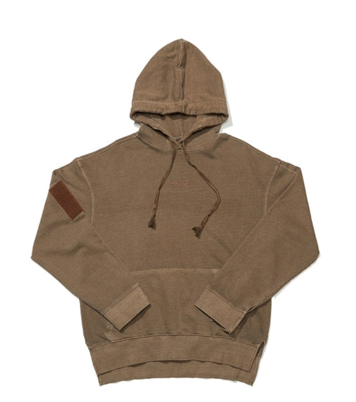 オベルー(OVERR) VELCRO PIGMENT BROWN HOODIE