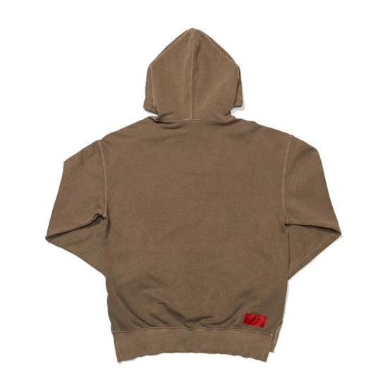 オベルー(OVERR) VELCRO PIGMENT BROWN HOODIE
