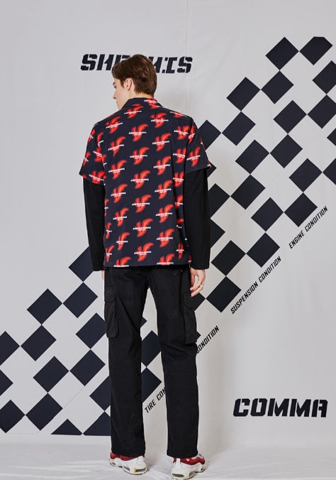 シディスコンマ(SHETHISCOMMA) V PATTERN SHIRTS (BLACK)