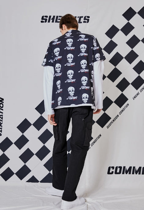 シディスコンマ(SHETHISCOMMA) SKULL RACE SHIRTS (BLACK)